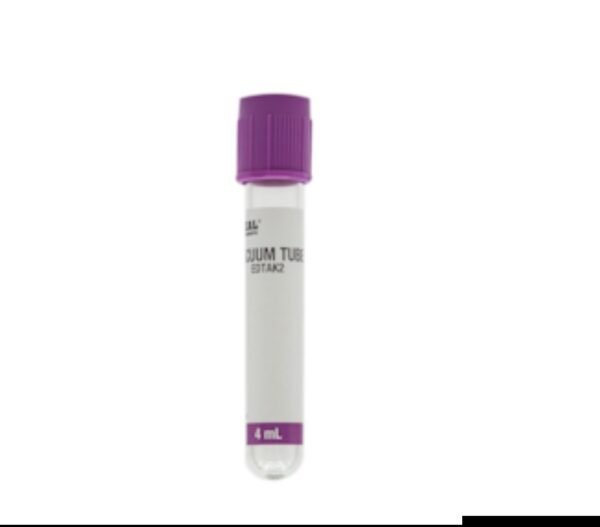Tubos de extracción de sangre, EDTA (tapón morado)
